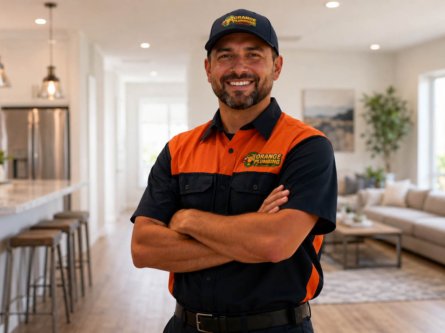 Friendly Orange Plumbing plumber in a Brevard County home